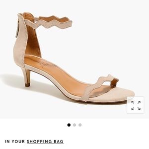 JCrew Strappy Scalloped Kitten Heels